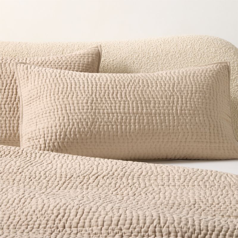 View Stitched Organic Cotton Sateen Taupe King Pillow Shams Set of 2 details