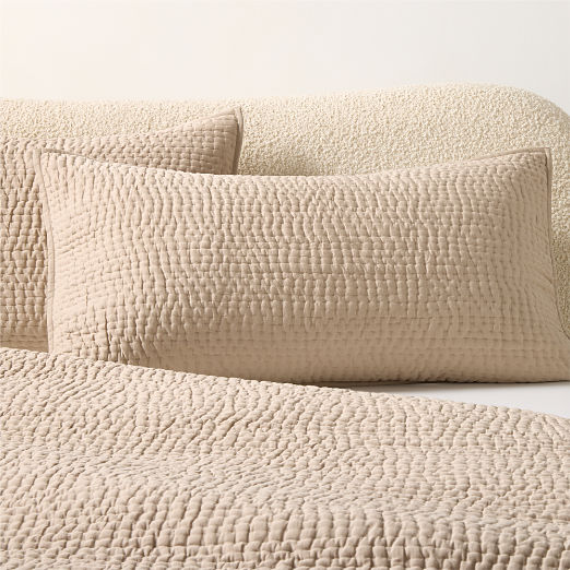 Stitched Organic Cotton Sateen Taupe King Pillow Shams Set of 2