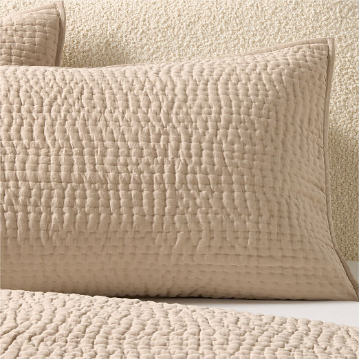 Stitched Organic Cotton Sateen Taupe King Pillow Shams Set of 2