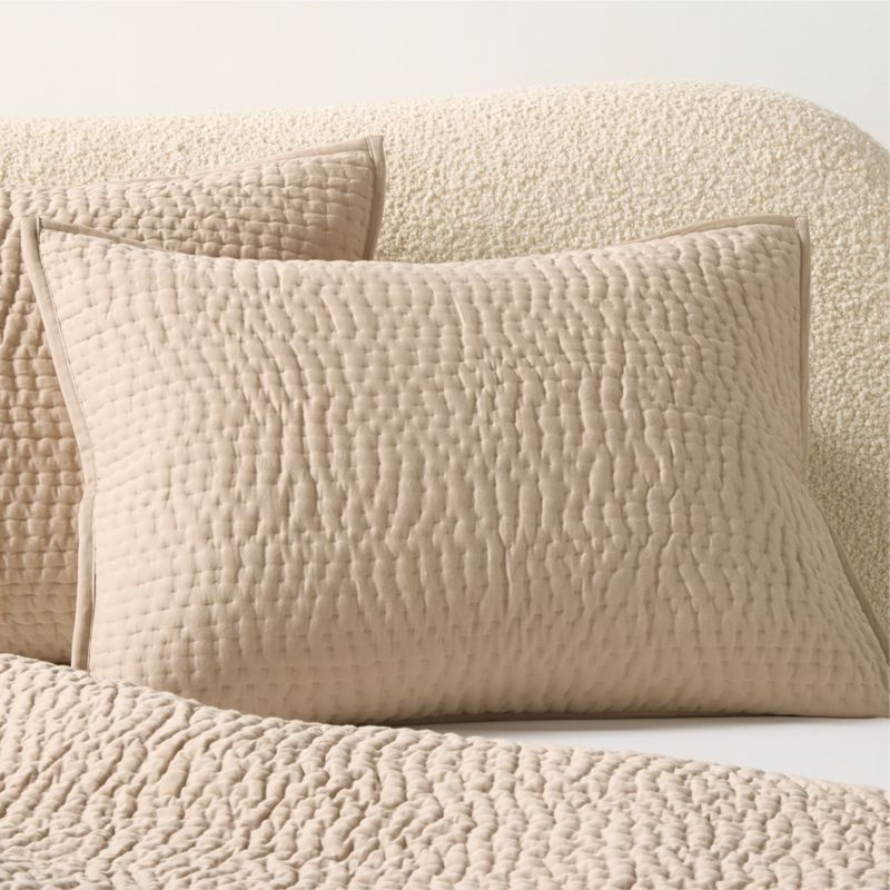 Viewing product image Stitched Organic Cotton Sateen Taupe Standard Pillow Shams Set of 2 - image 1 of 5