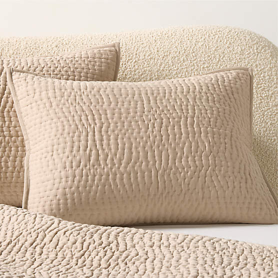 Stitched Organic Cotton Sateen Taupe Standard Pillow Shams Set of 2