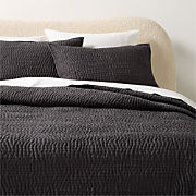 Stitched Organic Cotton Sateen Charcoal Grey Full/Queen Quilt