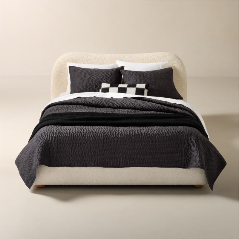 Stitched Organic Cotton Sateen Charcoal Grey Standard Pillow Shams Set of 2 - image 5 of 6