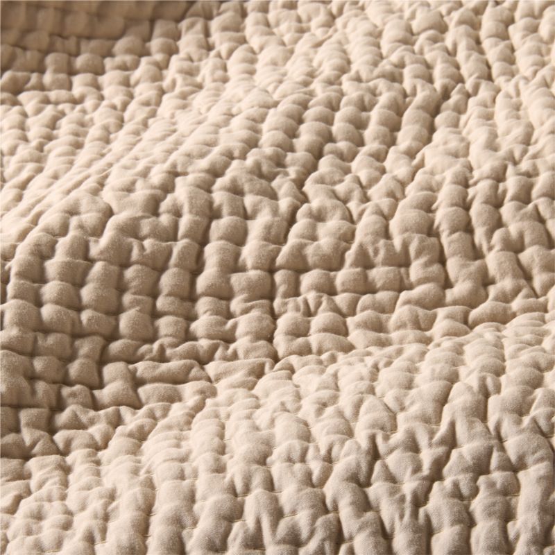 Stitched Organic Cotton Sateen Taupe Full/Queen Quilt - image 4 of 5