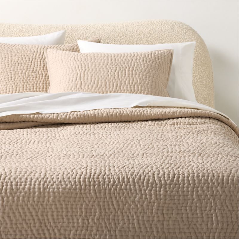 Stitched Organic Cotton Sateen Taupe Full/Queen Quilt - image 0 of 5