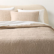 Stitched Organic Cotton Sateen Ivory Full/Queen Quilt