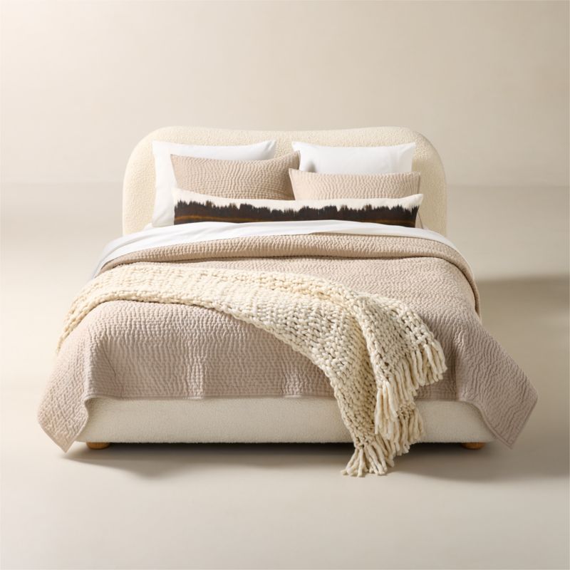 Stitched Organic Cotton Sateen Taupe Full/Queen Quilt - image 2 of 5