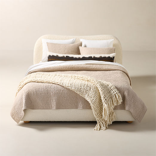 Stitched Organic Cotton Sateen Taupe King Quilt