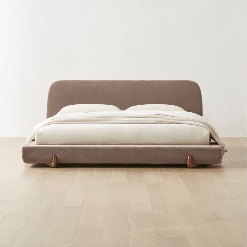 Stivale Light Brown Velvet King Bed - image 0 of 11