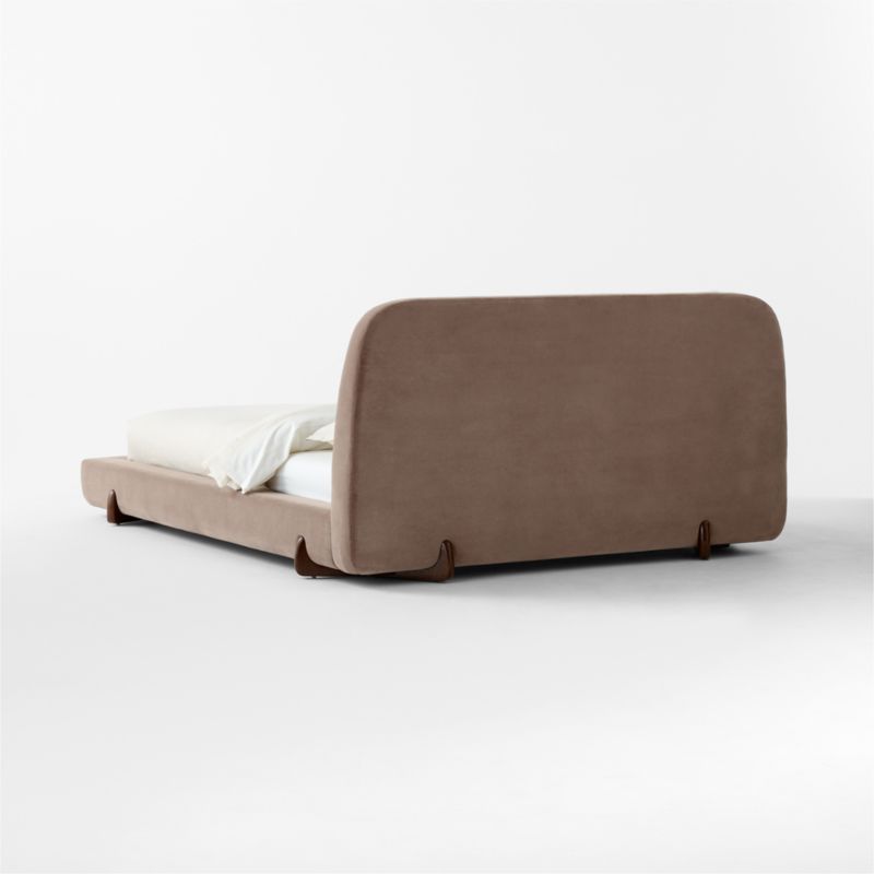 Stivale Light Brown Velvet Queen Bed - image 6 of 12