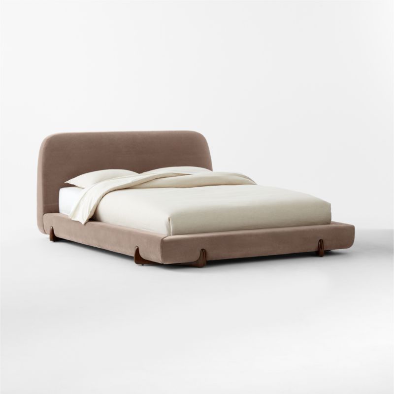 Stivale Light Brown Velvet Queen Bed - image 4 of 12