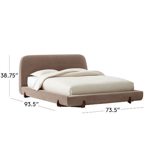 Stivale Light Brown Velvet Queen Bed