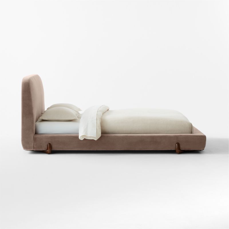 Stivale Light Brown Velvet Queen Bed - image 5 of 12