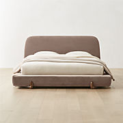 Stivale Light Brown Velvet Queen Bed