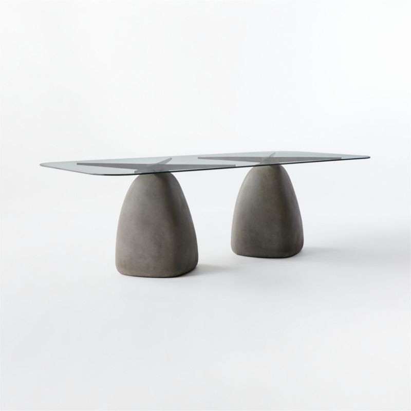 Stone 95" Rectangular Grey Concrete Dining Table with Glass Top - image 5 of 9