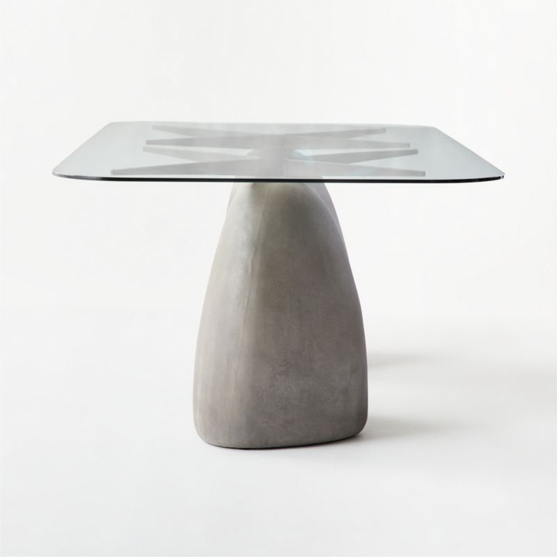 Stone 95" Rectangular Grey Concrete Dining Table with Glass Top - image 6 of 9