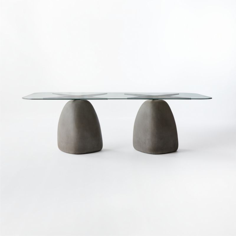 Stone 95" Rectangular Grey Concrete Dining Table with Glass Top - image 4 of 9