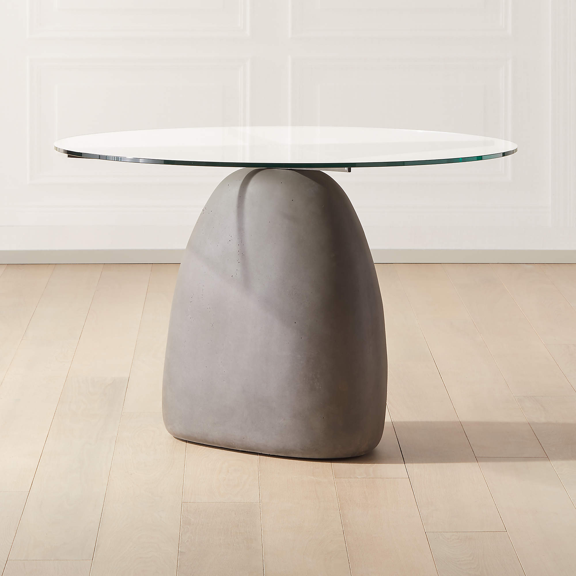 Stone Modern Round Grey Concrete Dining Table with Glass Top + Reviews