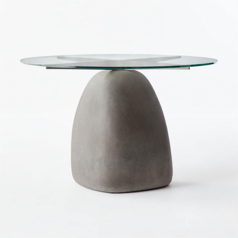 Stone 47" Round Grey Concrete Dining Table with Glass Top - image 3 of 6