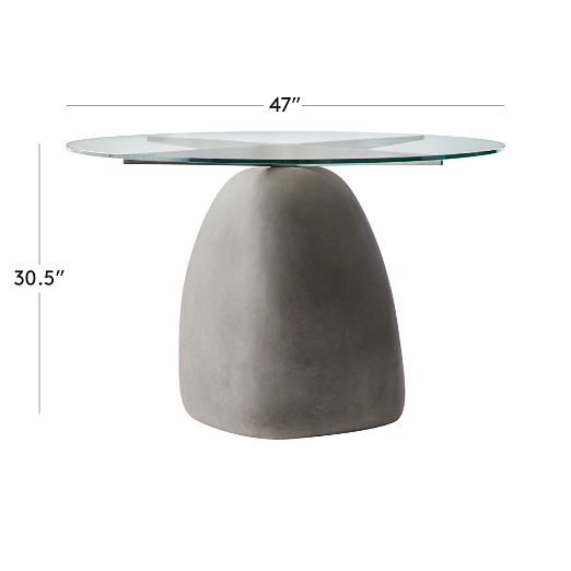 Stone 47" Round Grey Concrete Dining Table with Glass Top