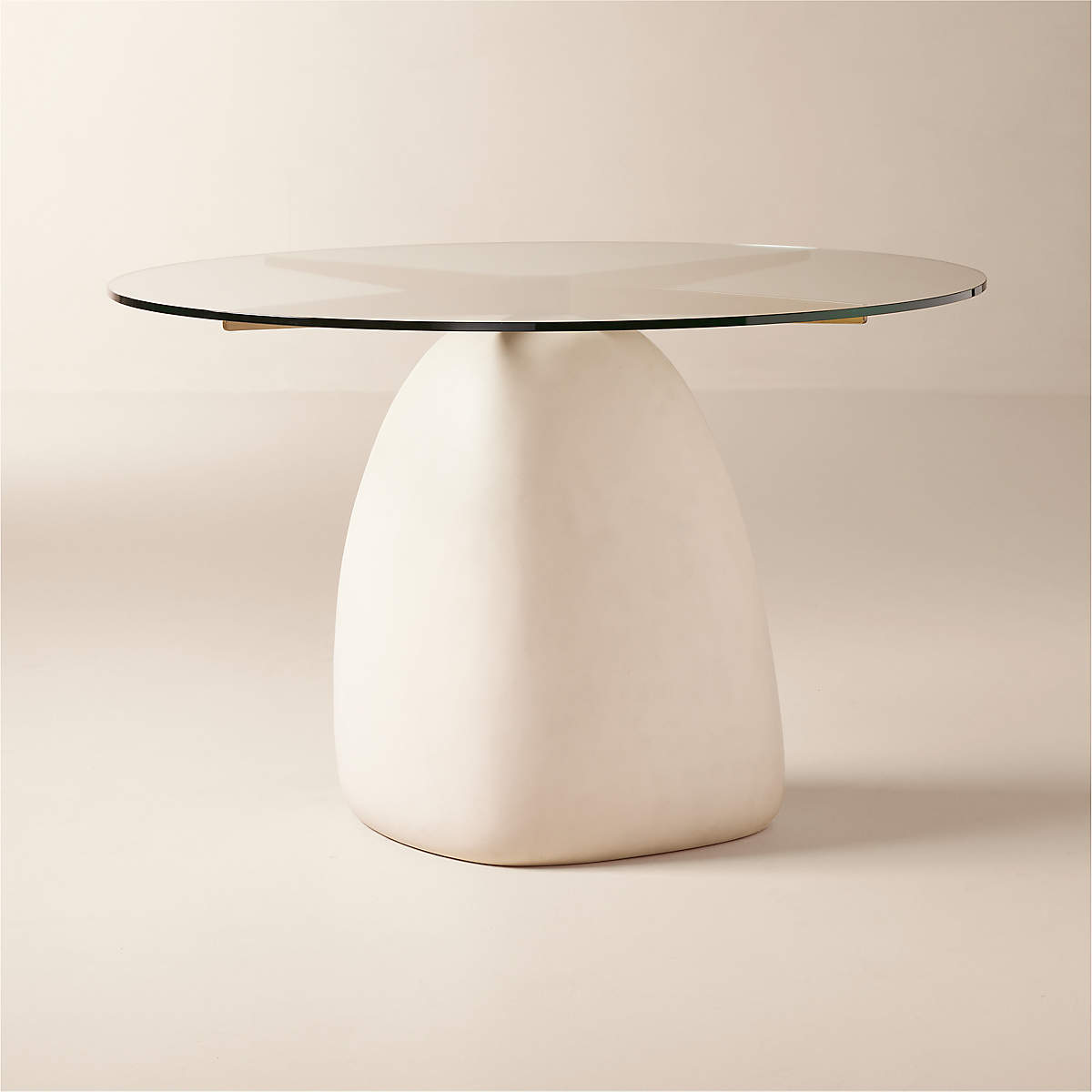 Stone Round White Concrete Dining Table with Glass Top 47" + Reviews