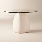 Stone 47" Round White Concrete Dining Table with Glass Top