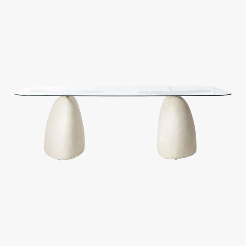 Stone 95" Rectangular White Concrete Dining Table with Glass Top - image 5 of 13