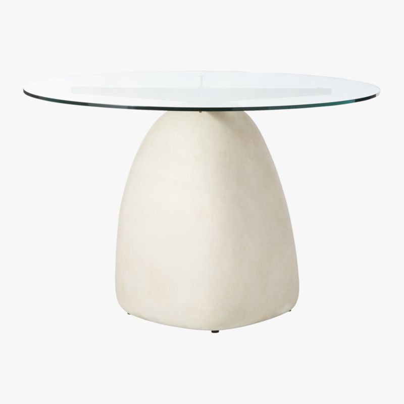 Stone 47" Round White Concrete Dining Table with Glass Top - image 4 of 9