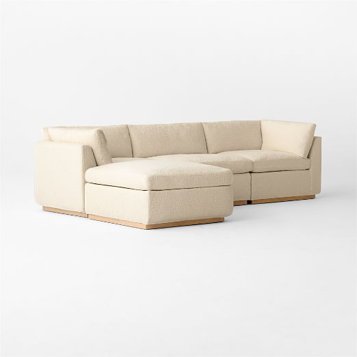 Stormo 4-Piece L-Shaped Ivory Boucle Sectional Sofa