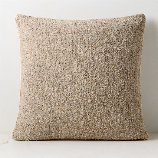 Strada Light Brown Boucle Italian Wool Throw Pillow Cover 23"x23"