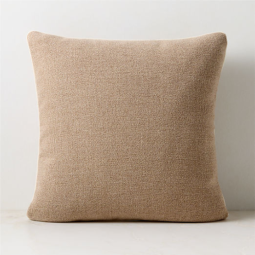 Strada Natural Woven Italian Wool Throw Pillow with Down Alternative Insert 20"x20"