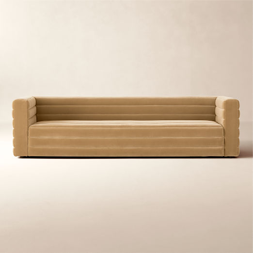 Strato 80" Camel Velvet Sofa