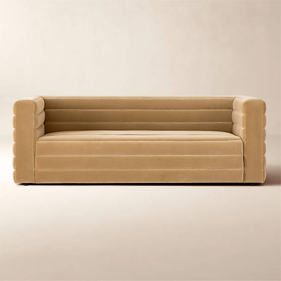 Strato 80" Camel Velvet Sofa