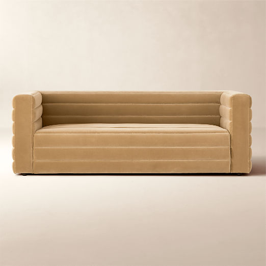 Strato 80" Camel Velvet Sofa