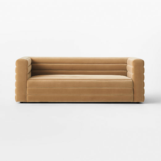 Strato 80" Camel Velvet Sofa