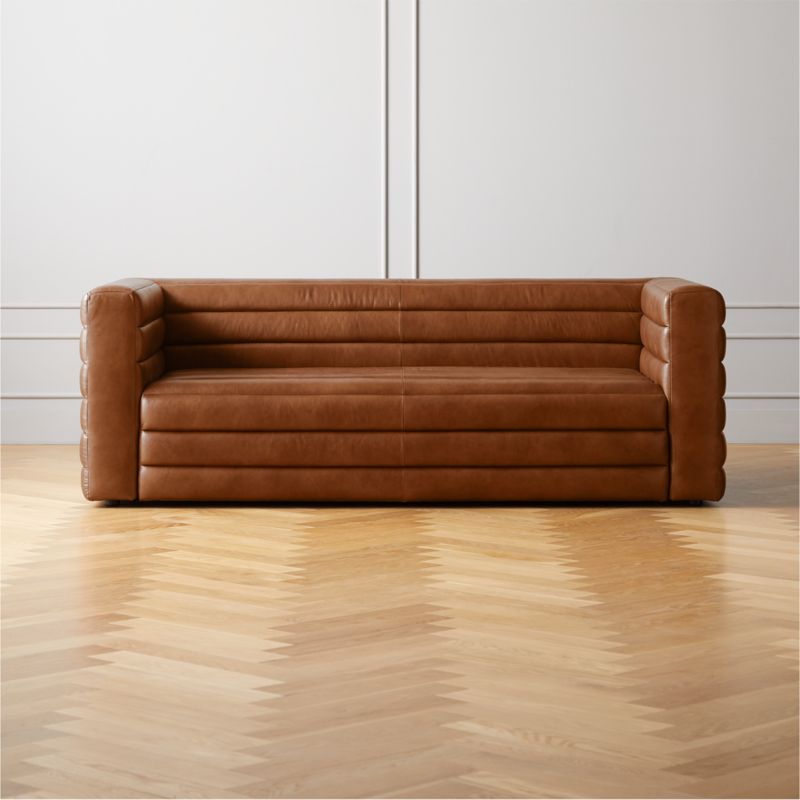 Strato 80" Bello Black Leather Sofa - image 1 of 7