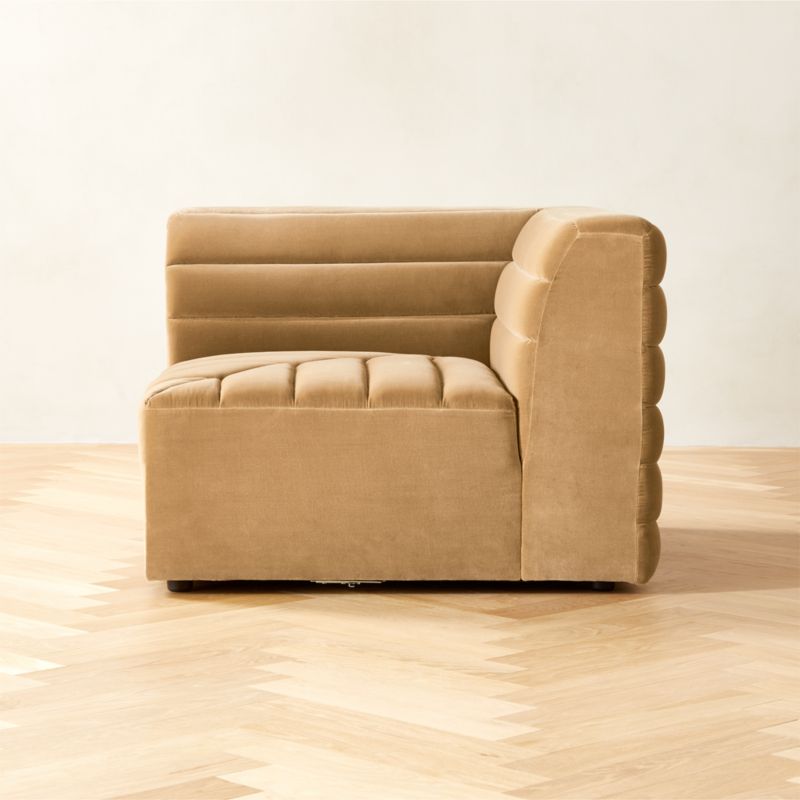 Strato Camel Velvet Corner Chair - image 0 of 8