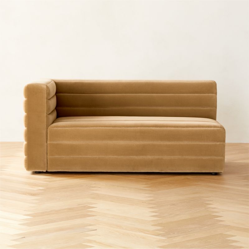 Strato Camel Velvet Left Arm Sofa - image 0 of 7