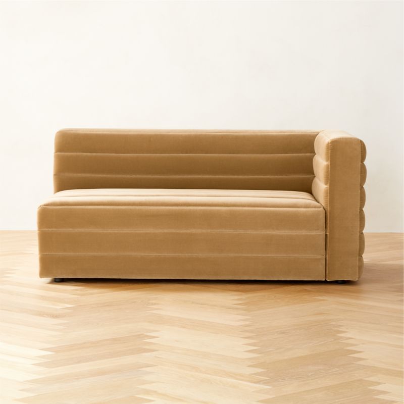 Strato Camel Velvet Right Arm Sofa - image 0 of 7