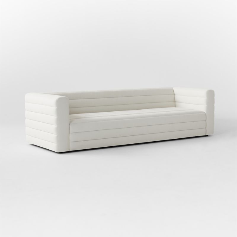 Strato 103" Channeled Ivory Performance Fabric Sofa - image 6 of 9