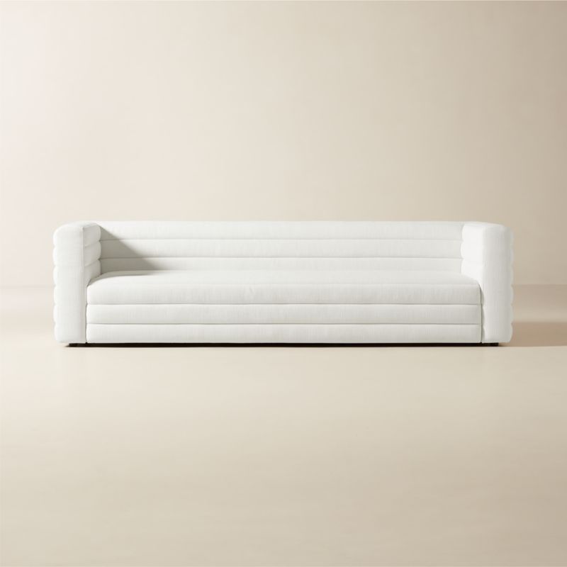 Strato 103" Channeled Ivory Performance Fabric Sofa - image 0 of 9