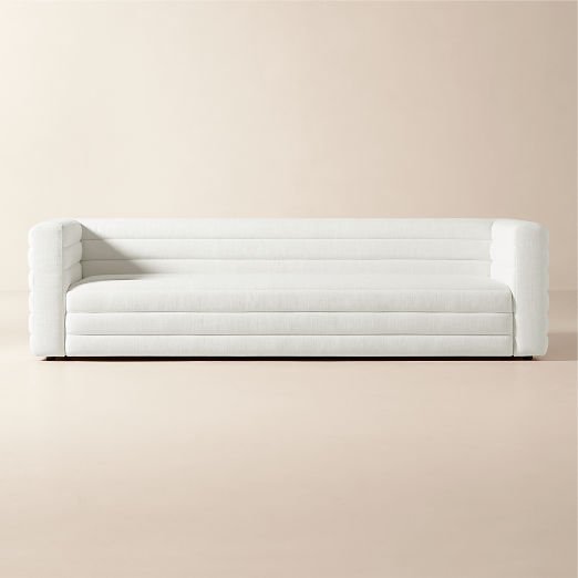 Strato Channeled Ivory Performance Fabric Sofa (80"-103")