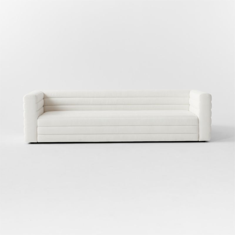 Strato 103" Channeled Ivory Performance Fabric Sofa - image 5 of 9