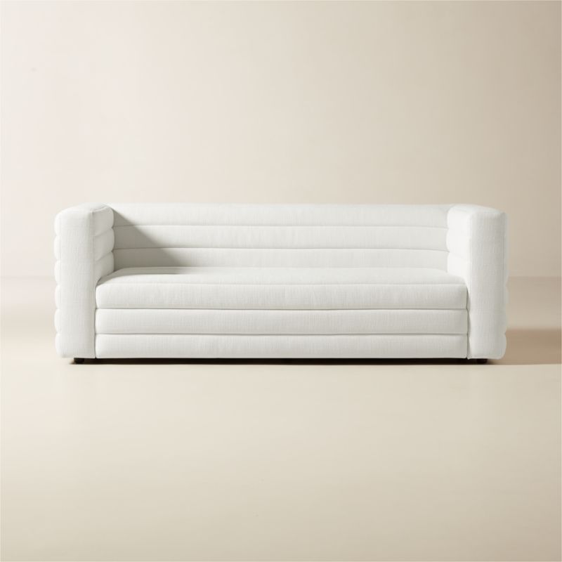 Strato 80" Channeled Ivory Performance Fabric Sofa - image 0 of 11