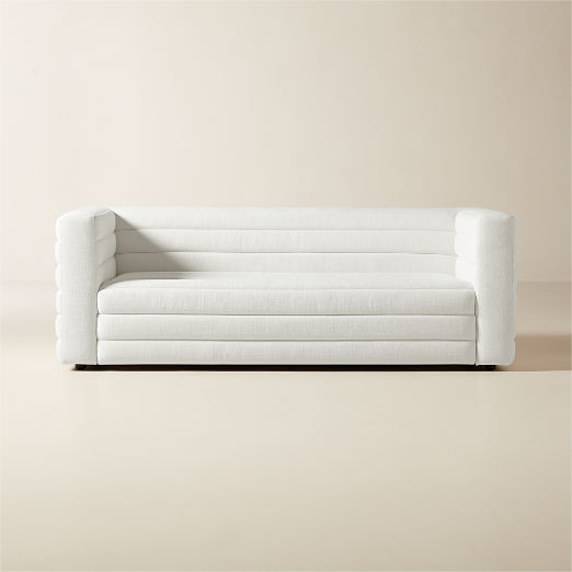 Strato 80" Channeled Ivory Performance Fabric Sofa