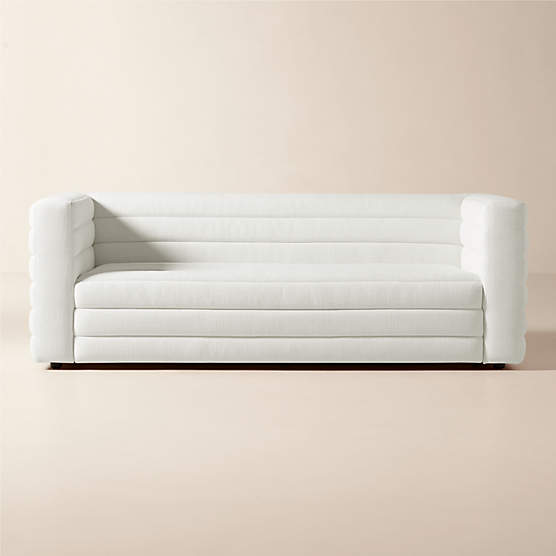 Strato 80" Channeled Ivory Performance Fabric Sofa