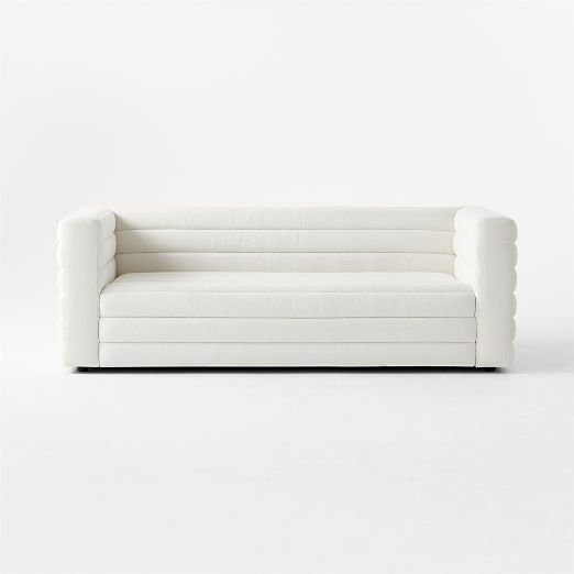 Strato 80" Channeled Ivory Performance Fabric Sofa