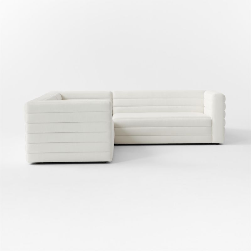 Strato 3-Piece L-Shaped Channeled Ivory Performance Fabric Sectional Sofa - image 6 of 10