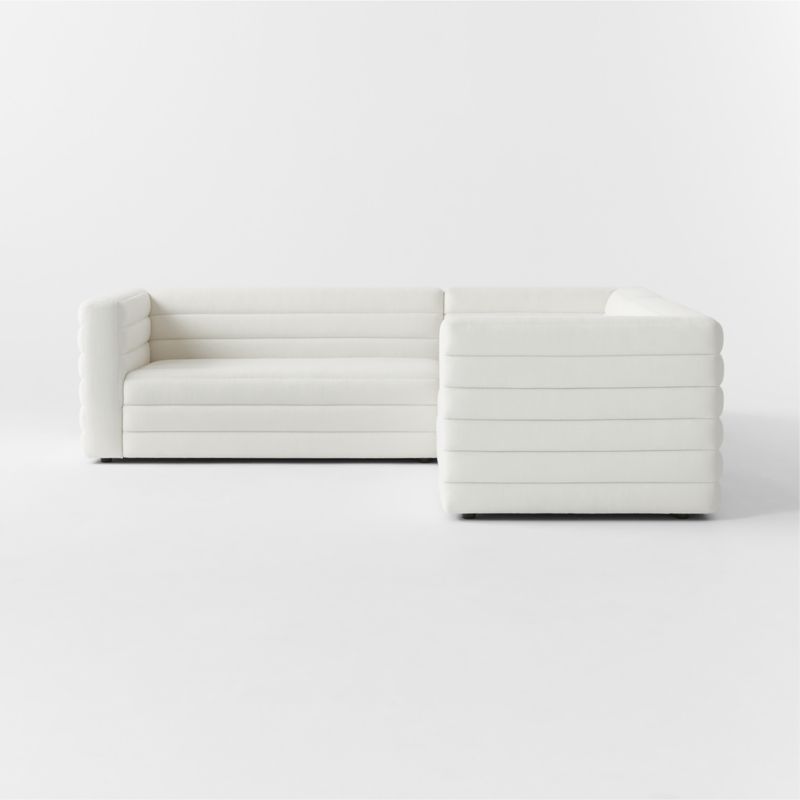 Strato 3-Piece L-Shaped Channeled Ivory Performance Fabric Sectional Sofa - image 4 of 10