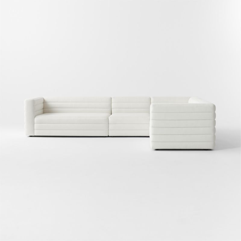 Strato 4-Piece L-Shaped Channeled Ivory Performance Fabric Sectional Sofa - image 4 of 9